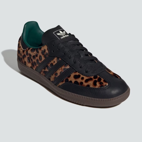 ADIDAS WOMENS SAMBA OG BLACK GREEN LEOPAR SIZE 7 - Picture 3 of 8